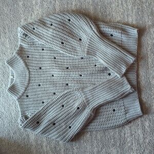 Gray sweater with polka dots